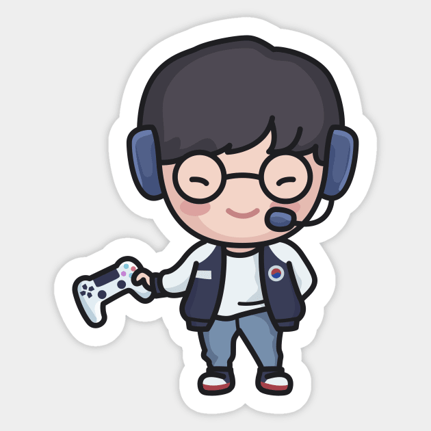 Cute Korean Gamer Boy Cartoon Sticker by SLAG_Creative